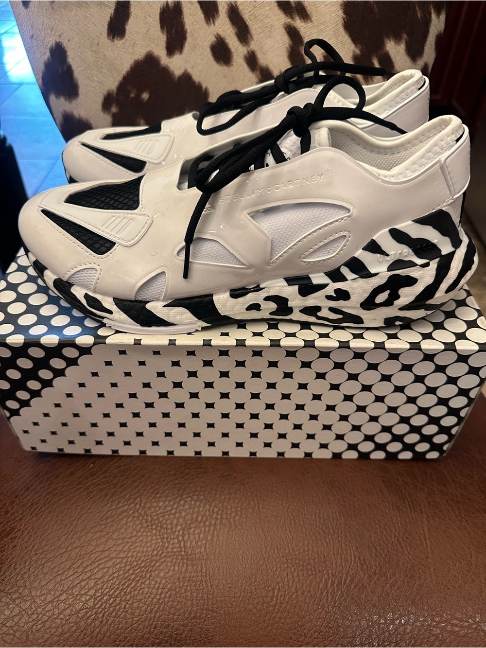 Adidas White and Black Zebra-Print Stella McCartney Sneakers
